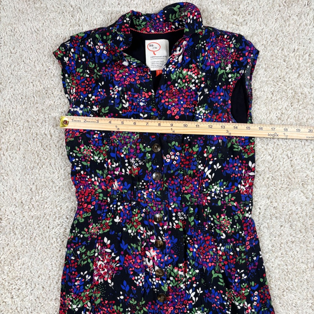 Conversations by Anthropologie 32 of 52 Floral Button Smocked Dress Women US 4 - Picture 3 of 10